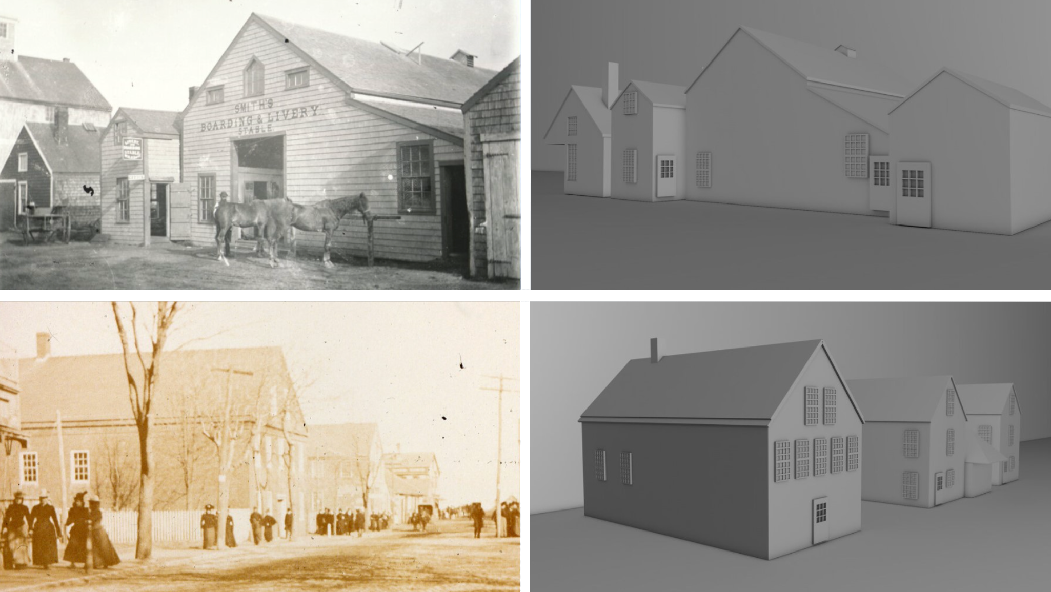 Side-by-side comparison of 3D models showing modeling progression